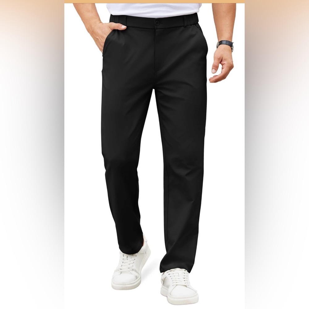 NIB Elselect Men's‎ Cotton Slim Fit Elastic Waist Twill Pants - Size: Large